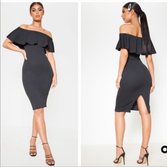 PrettyLittleThing Dresses & Skirts - Pretty little thing black frill off shoulder dress